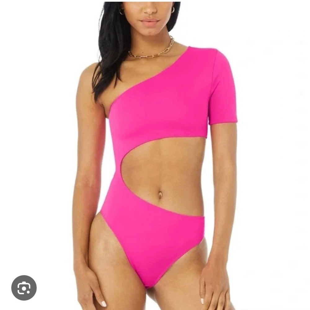 Alo yoga pink body wave cut out one piece swimsuit Xxs